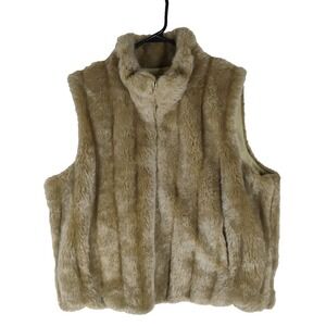 Vintage Leather Women's 2XL Faux Fur‎ Full Zip Vest